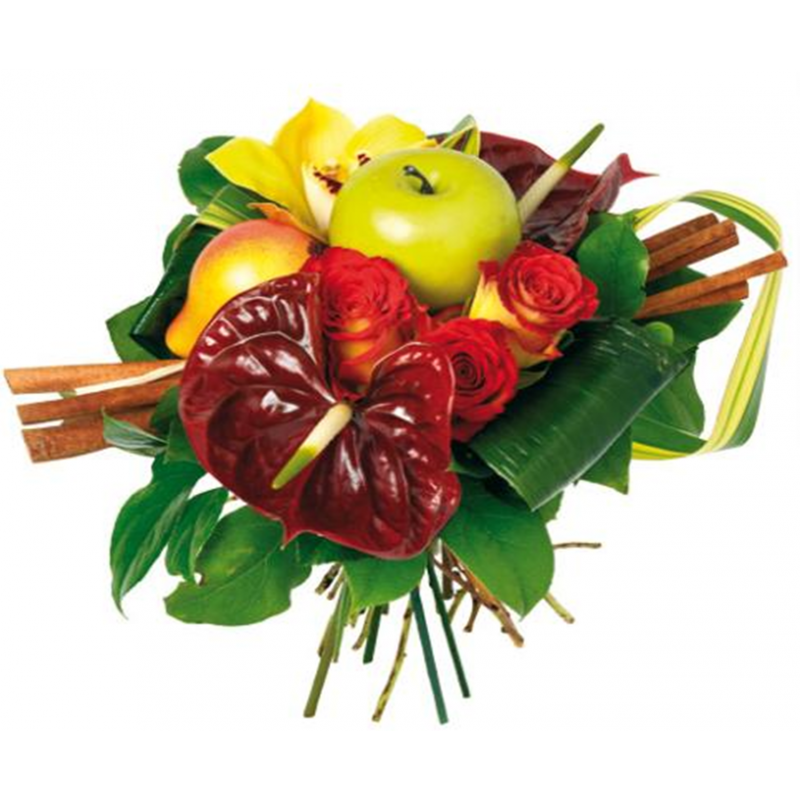 Bouquet de fleurs et fruits Cannelle | Fleurs Exotiques
